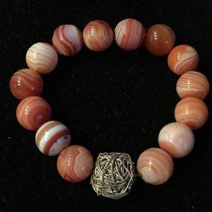 Vintage Large Red Agate Beaded Bracelet- powerful